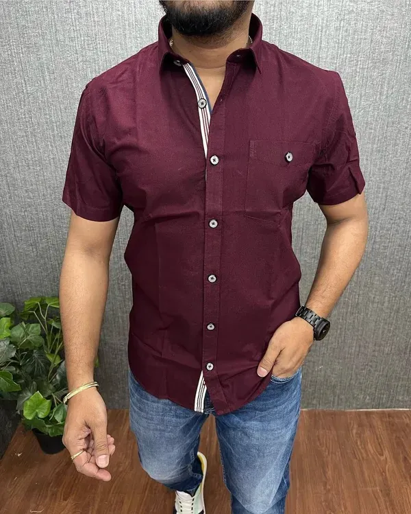 Stylish_Marron_Plain_Shirt_For_Men