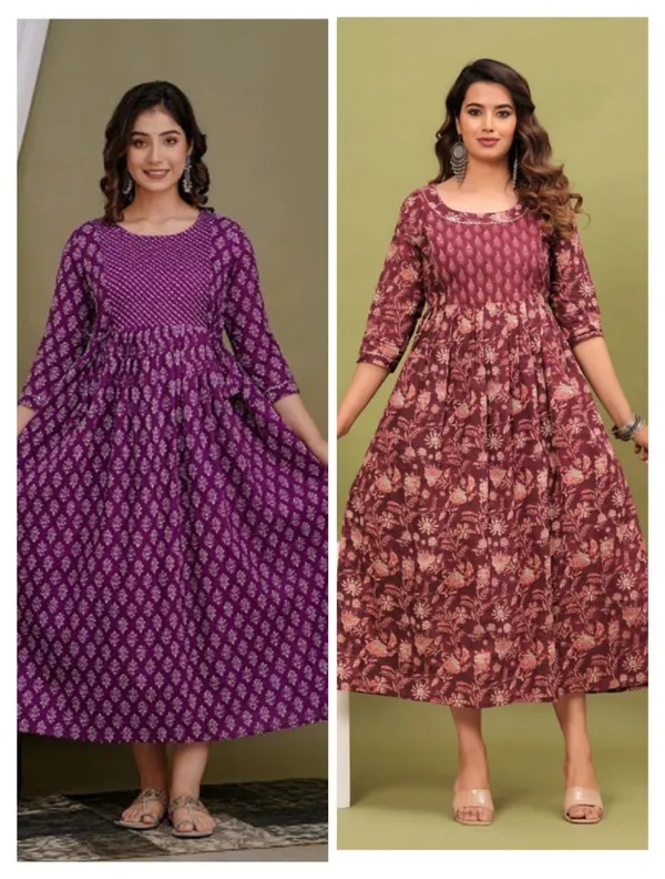 Stylish_Multicoloured_Cotton_Printed_Maternity_And_Feeding_Kurti_Combo_Of_2