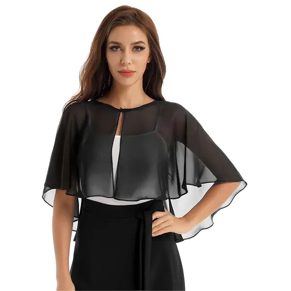Black_Georgette_Stylish_Poncho_Shrug_For_Women