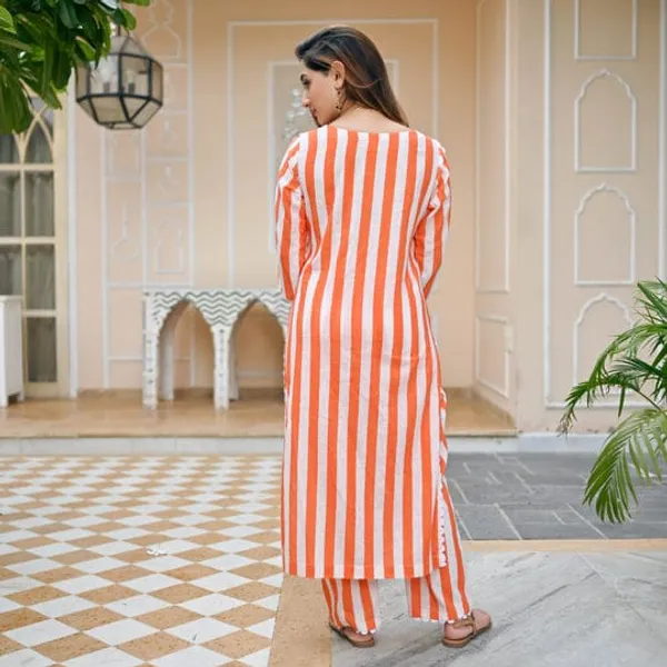 Orange_Cotton_Kurta_And_Palazzo_Co-Ord_Set_For_Women