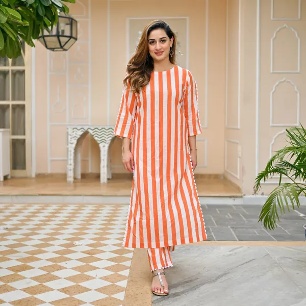 Orange_Cotton_Kurta_And_Palazzo_Co-Ord_Set_For_Women
