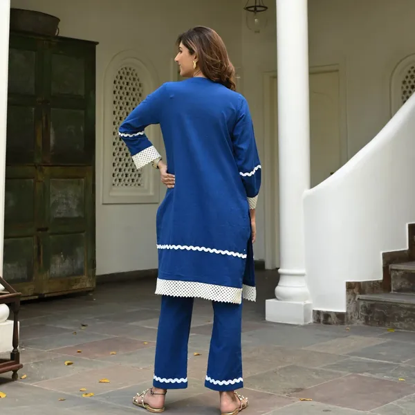 Teal_Blue_Cotton_Kurta_Pant_Set_For_Women