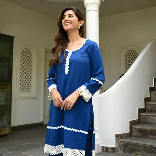 Teal_Blue_Cotton_Kurta_Pant_Set_For_Women
