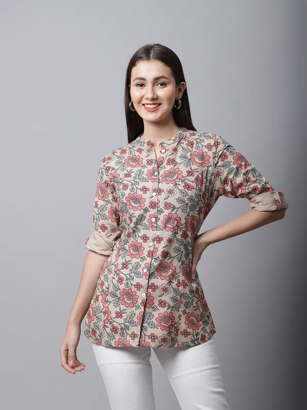 Brown_Viscose_Floral_Printed_Short_Kurti