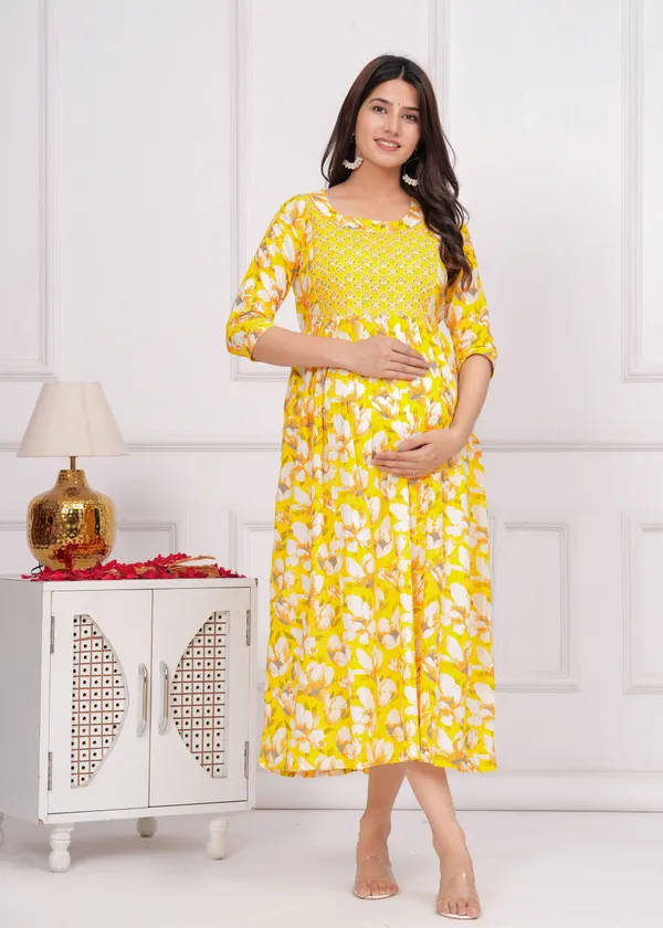 Sweet_corn_Cotton_Maternity_And_Feeding_Kurti