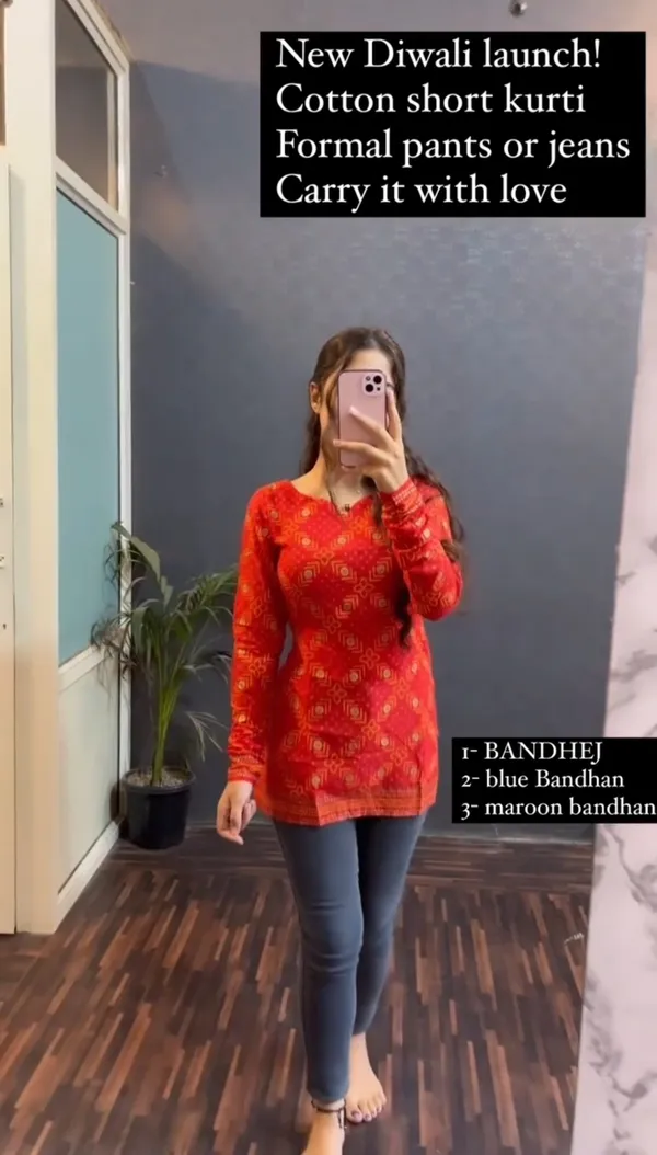 Samvrita_Red_Bandhani_Printed_Rayon_Cotton_Full_Sleeve_Top