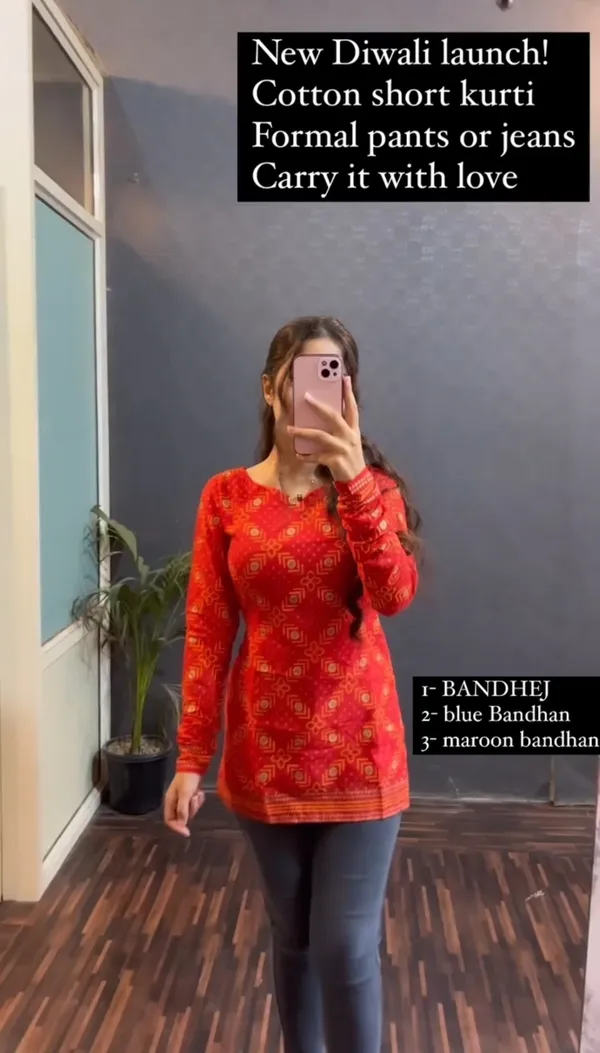 Samvrita_Red_Bandhani_Printed_Rayon_Cotton_Full_Sleeve_Top