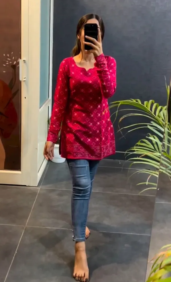 Samvrita_Pink_Bandhani_Printed_Rayon_Cotton_Full_Sleeve_Top