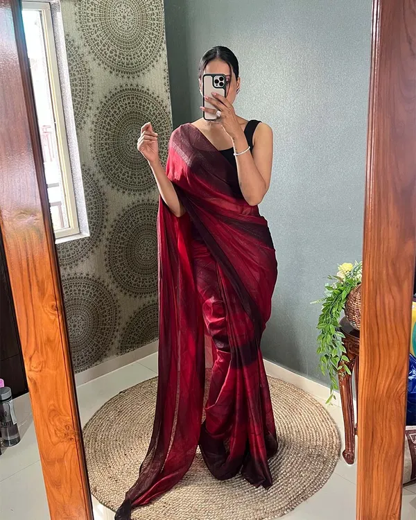 maroon_Colour_1-Minute_Ready_To_Wear_Naylon_Saree_With_Blouse_Piece