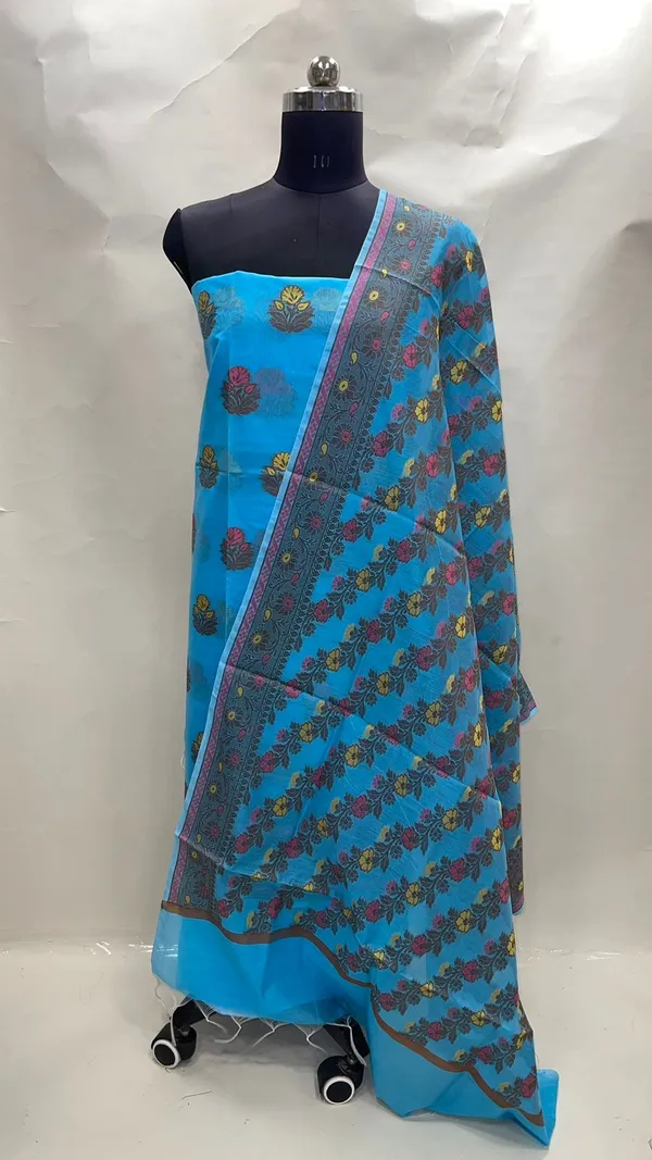 Humairah_Present_SkyBlue_Cotton_Resham_Zari_Floral_Mina_Boota_3pcs_Suit_Set_accompanied_with_Plain_Bottom_and_Resham_Zari_Mina_Stripe_Jaal_SkyBlue_Dupatta