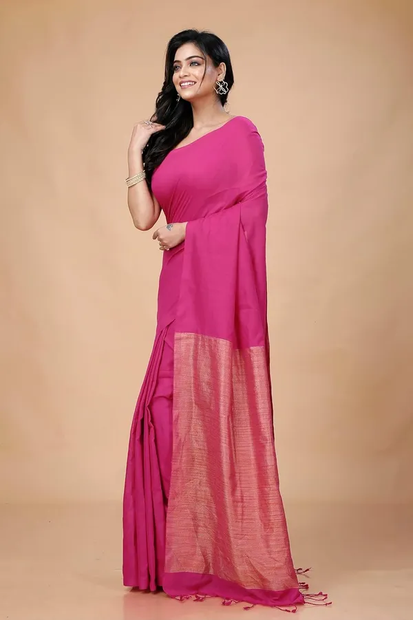 Pink_Premium_Cotton_Soft_Saree_For_Women_With_Blouse_Piece