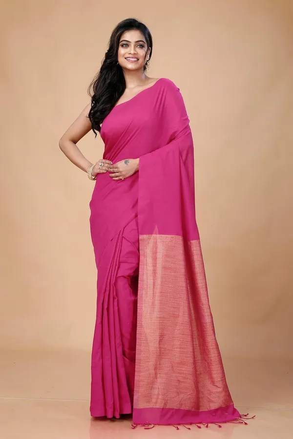 Pink_Premium_Cotton_Soft_Saree_For_Women_With_Blouse_Piece