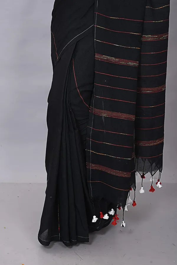 Black_Handloom_Premium_Quality_Cotton_Soft_Saree_For_Women_With_Blouse_Piece