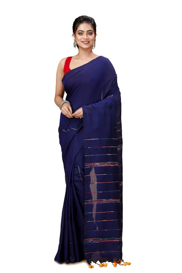 Blue_Premium_Handloom_Cotton_Soft_Saree_For_Women_With_Blouse_Piece