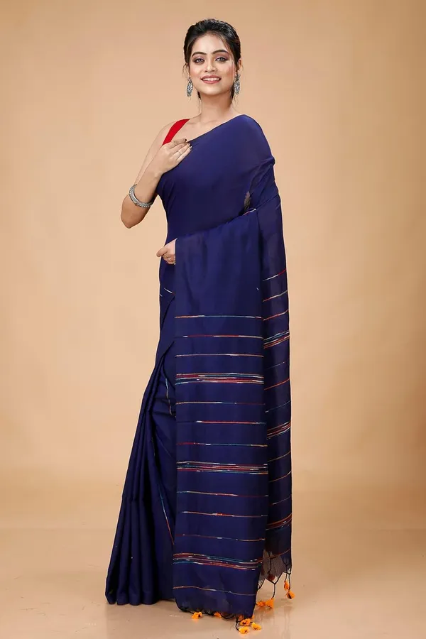 Blue_Premium_Handloom_Cotton_Soft_Saree_For_Women_With_Blouse_Piece