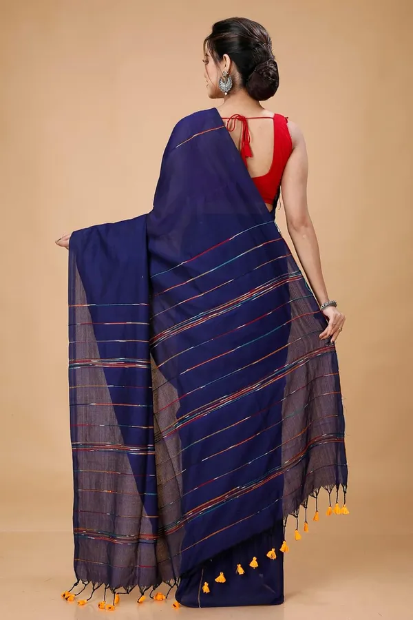 Blue_Premium_Handloom_Cotton_Soft_Saree_For_Women_With_Blouse_Piece