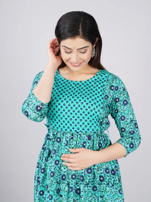 Sanganeri_Rama_Blue_Maternity_And_Feeding_Kurti