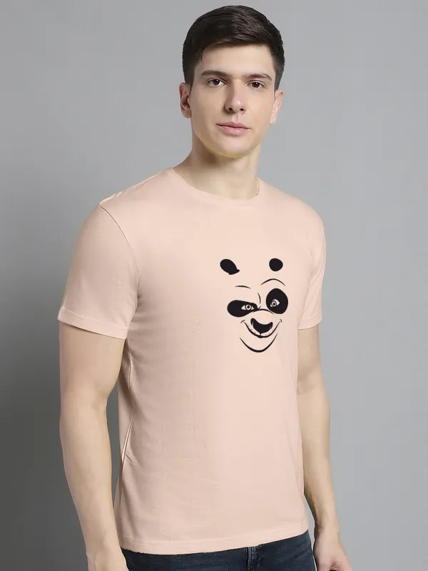 Coral_Cotton_Panda_Print_Round_Neck_T-Shirt_For_Men