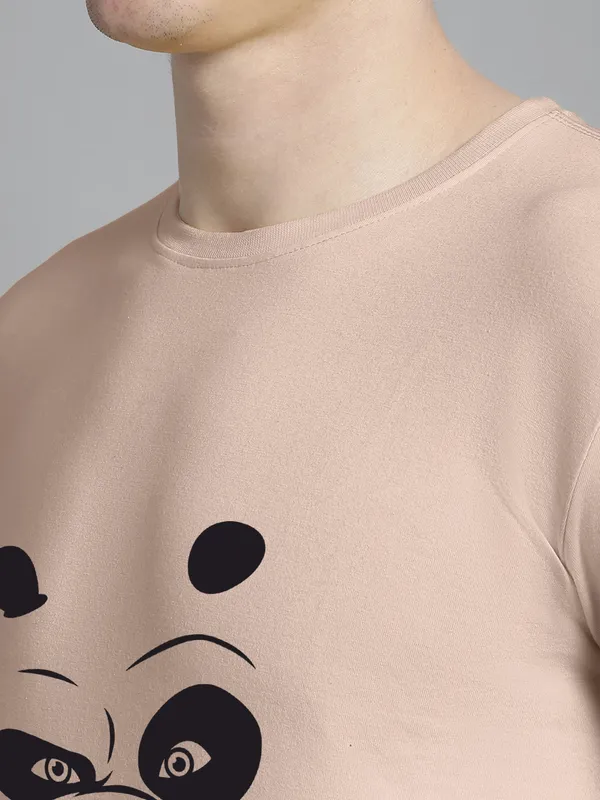Coral_Cotton_Panda_Print_Round_Neck_T-Shirt_For_Men