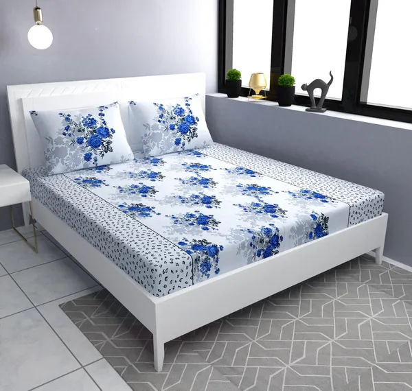 WHITE_CLASSIC_Premium_Fitted_Elastic_Bedsheet_with_Two_Pillow_Covers_(72X78X_Upto_10_Inches)_&_360_Degree_Elasticated