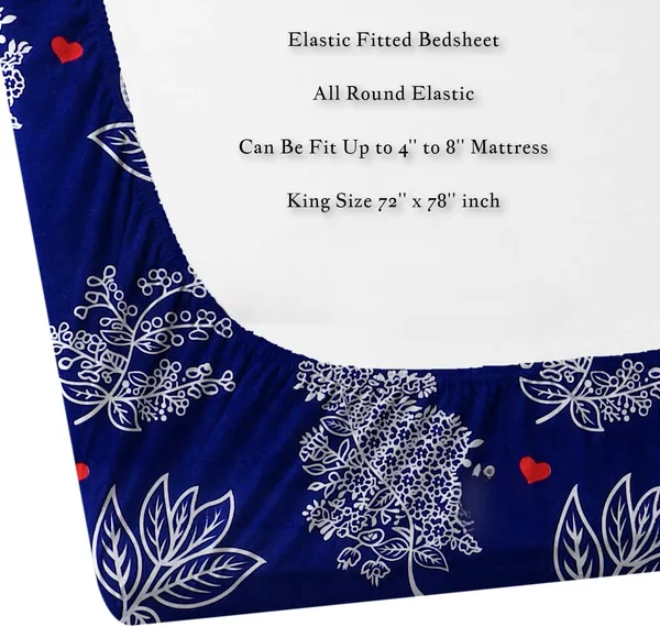 HEART_220_TC_-_Cotton_Elastic_Fitted_King/Queen_Size_Bedsheets_With_2_Pillow_Covers
