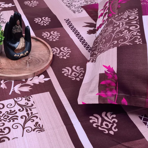 220_TC_Azo_free_Reactive_Printed_King_Size_Bedsheet_with_2_Pillow_Covers_|_100%_Cotton_Premium_fabric_|_Color_:_Rumba_Red