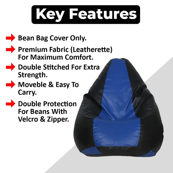 Black_And_Blue_Tear_Drop_Bean_Bag_Cover_Without_Beans