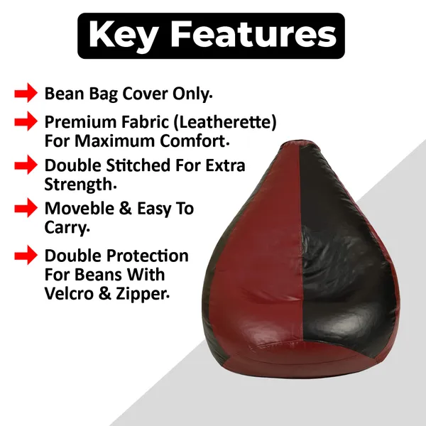 Black_And_Maroon_Tear_Drop_Bean_Bag_Cover_Without_Beans