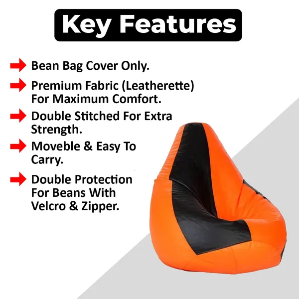 Black_And_Orange_Tear_Drop_Bean_Bag_Cover_Without_Beans