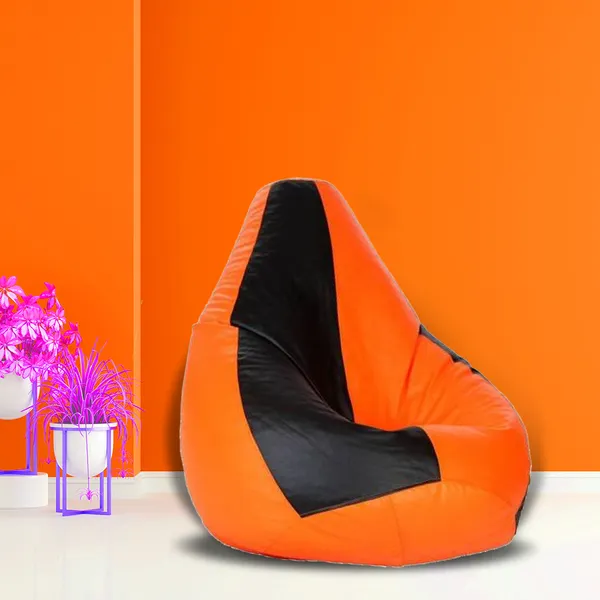 Black_And_Orange_Tear_Drop_Bean_Bag_Cover_Without_Beans
