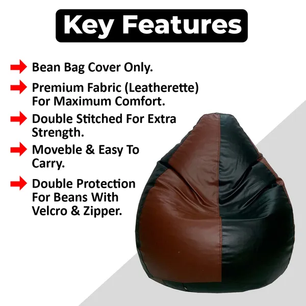 Black_And_Tan_Tear_Drop_Bean_Bag_Cover_Without_Beans