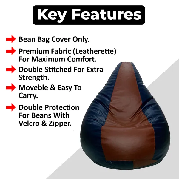 Brown_And_Blue_Tear_Drop_Bean_Bag_Cover_Without_Beans