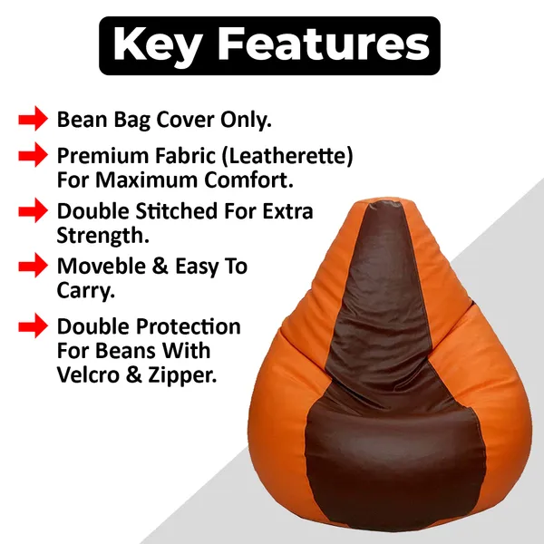 Brown_And_Orange_Tear_Drop_Bean_Bag_Cover_Without_Beans
