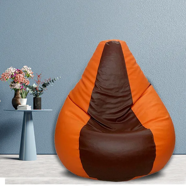 Brown_And_Orange_Tear_Drop_Bean_Bag_Cover_Without_Beans