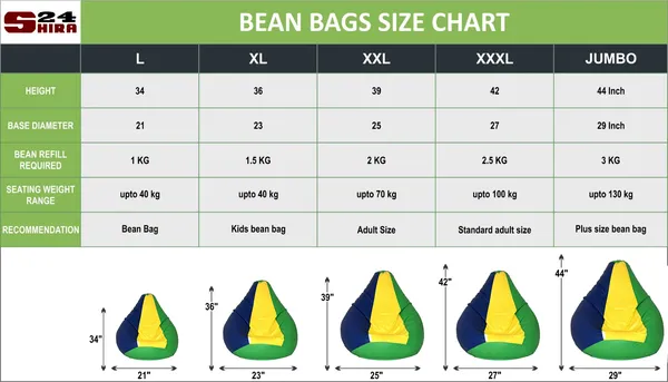 Green_,_Blue_And_Yellow_Tear_Drop_Bean_Bag_Cover_Without_Beans