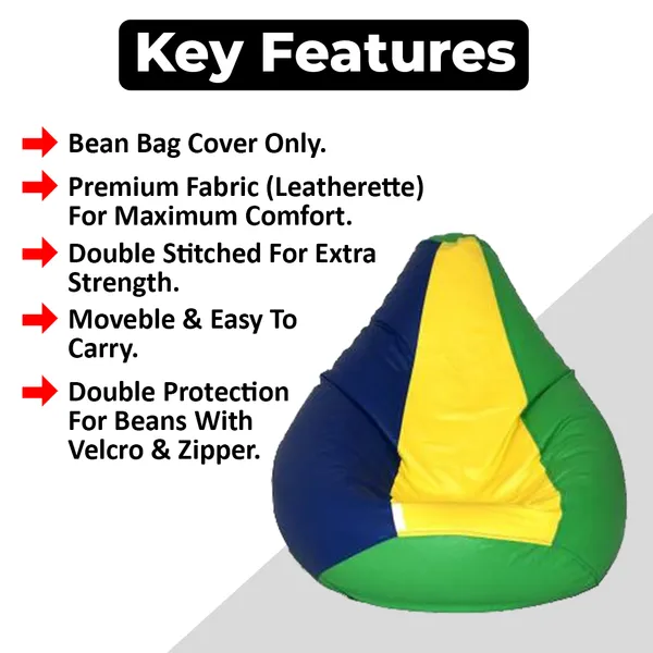 Green_,_Blue_And_Yellow_Tear_Drop_Bean_Bag_Cover_Without_Beans