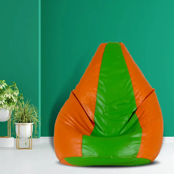 Green_And_Orange_Tear_Drop_Bean_Bag_Cover_Without_Beans