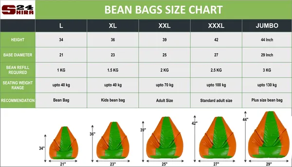 Green_And_Orange_Tear_Drop_Bean_Bag_Cover_Without_Beans