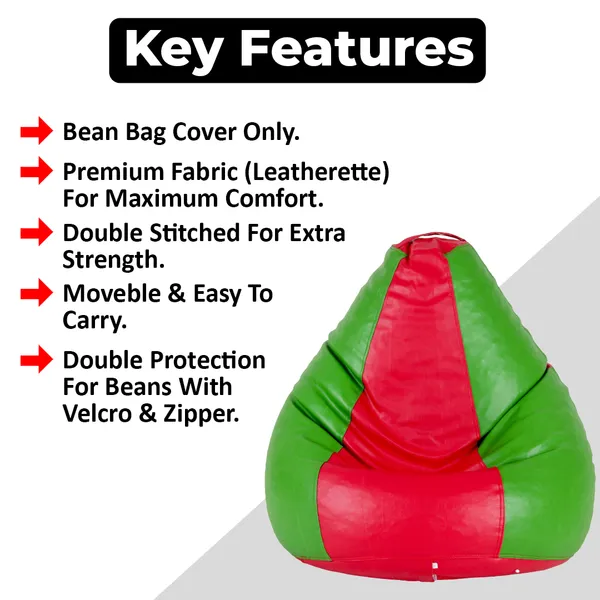 Green_And_Pink_Tear_Drop_Bean_Bag_Cover_Without_Beans