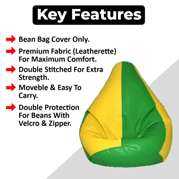 Green_And_Yellow_Tear_Drop_Bean_Bag_Cover_Without_Beans