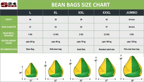 Green_And_Yellow_Tear_Drop_Bean_Bag_Cover_Without_Beans