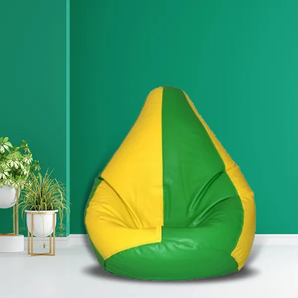 Green_And_Yellow_Tear_Drop_Bean_Bag_Cover_Without_Beans