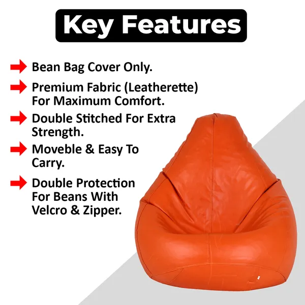 Orange_Tear_Drop_Bean_Bag_Cover_Without_Beans