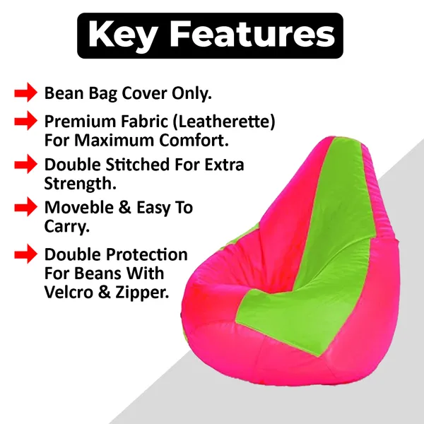 Green_And_Pink_Tear_Drop_Bean_Bag_Cover_Without_Beans