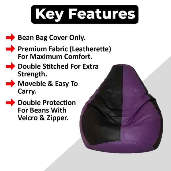 Black_And_Purple_Tear_Drop_Bean_Bag_Cover_Without_Beans