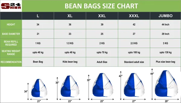 White_And_Blue_Tear_Drop_Bean_Bag_Cover_Without_Beans