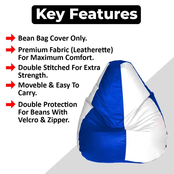 White_And_Blue_Tear_Drop_Bean_Bag_Cover_Without_Beans