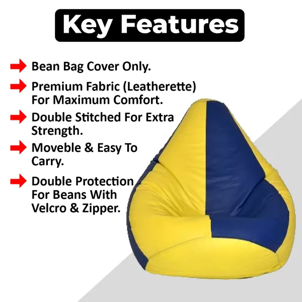 Yellow_And_Navy_Blue_Tear_Drop_Bean_Bag_Cover_Without_Beans