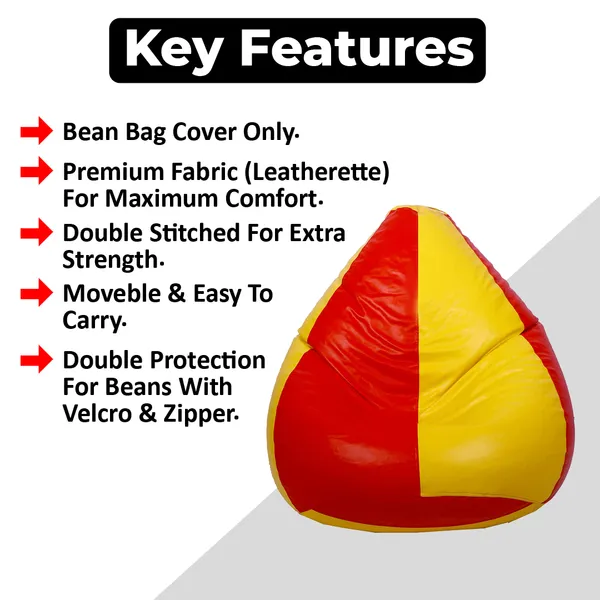 Yellow_And_Red_Tear_Drop_Bean_Bag_Cover_Without_Beans