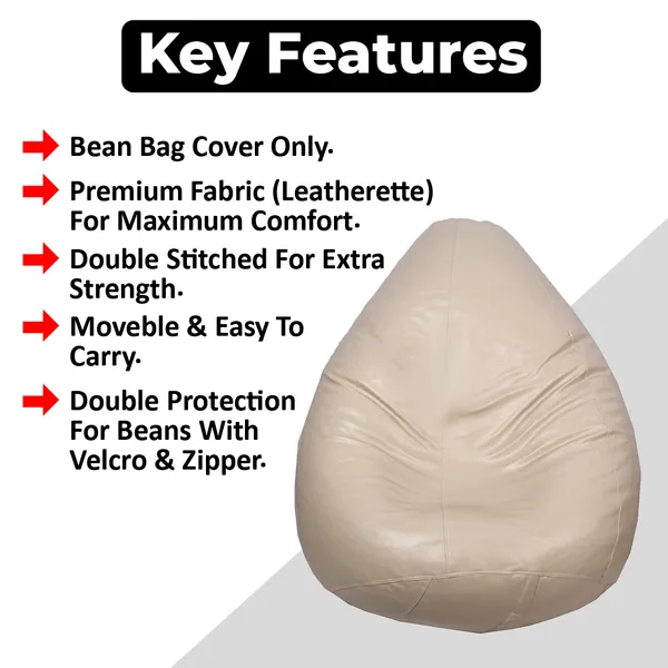Cream_Tear_Drop_Bean_Bag_Cover_Without_Beans